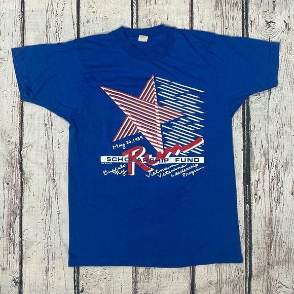 Vintage 80s Buffalo Scholarship Run New York Crewneck Single Stitch Tshirt - Picture 1 of 4